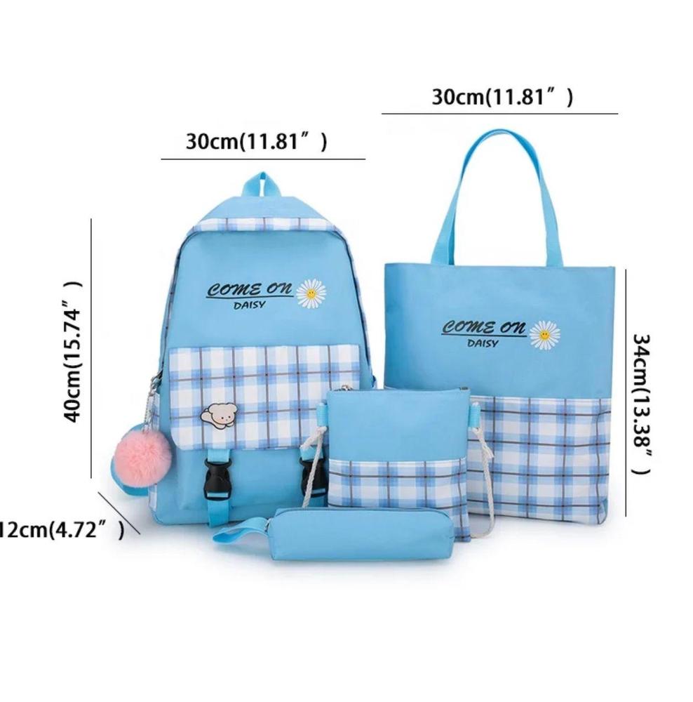 4 Pcs Canvas Backpack Set